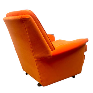 Castors 1950S Armchairs Orange Velvet Pair Of