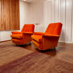 Load image into Gallery viewer, Room Set 1950S Armchairs Orange Velvet Pair Of
