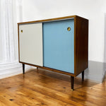 Load image into Gallery viewer, Room Set Midcentury Cabinet Teak Coloured Fronts Jiri Jiroutek Style Sideboard Blue White
