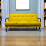 Load image into Gallery viewer, Room Set Midcentury Sofa Teak Yellow Wool Three Seater
